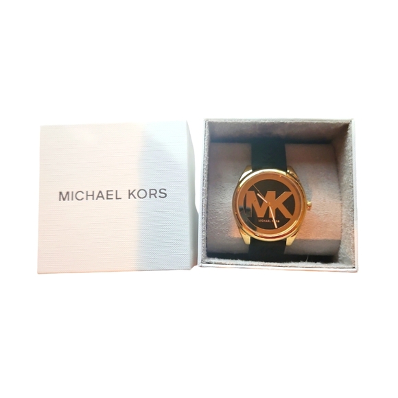 Michael Kors Women New Janelle Jan Black and Gold Watch MK 7313 in Box - Picture 1 of 9